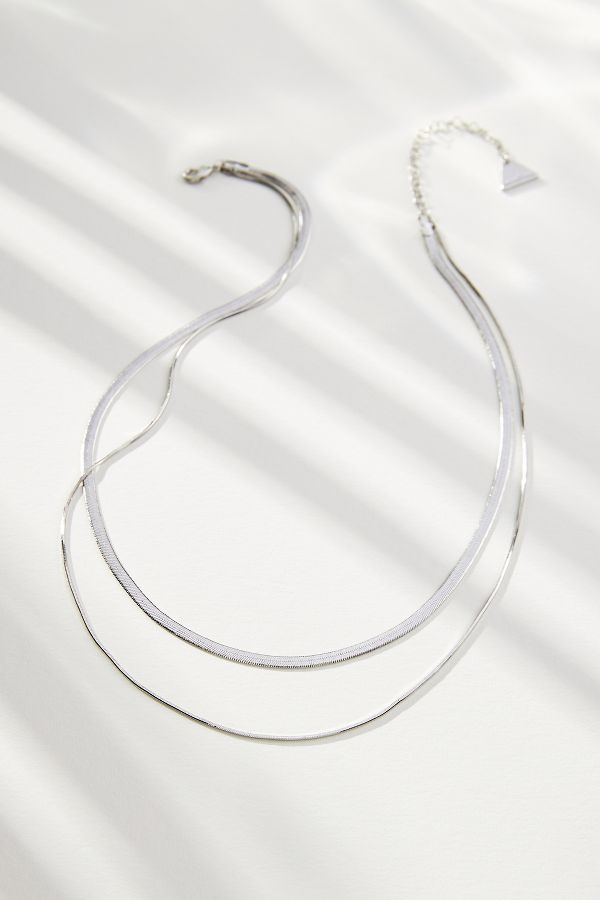 Slide View: 1: Double Layer Herringbone Necklace