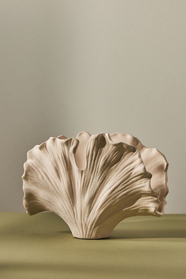 Slide View: 2: Ginkgo Cream Ceramic Vase