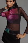 Thumbnail View 1: Maeve Mesh Long-Sleeve Turtleneck Top