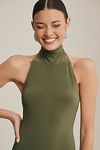 Thumbnail View 4: Norma Kamali Halter Turtleneck Side-Slit Stretch Jersey Midi Dress