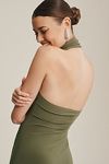 Thumbnail View 5: Norma Kamali Halter Turtleneck Side-Slit Stretch Jersey Midi Dress