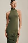 Thumbnail View 2: Norma Kamali Halter Turtleneck Side-Slit Stretch Jersey Midi Dress