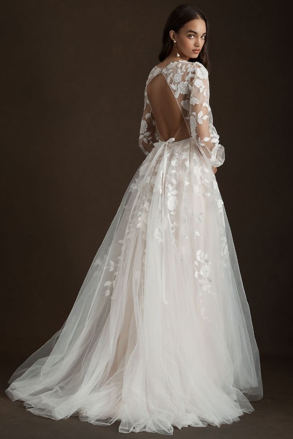 Slide View: 2: Willowby by Watters Olena Long-Sleeve Lace Wedding Gown