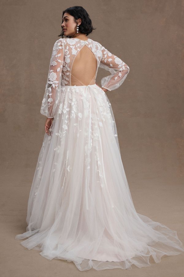 Slide View: 6: Willowby by Watters Olena Long-Sleeve Lace Wedding Gown