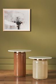 Slide View: 2: Infinity Marble-Top Glass Side Table