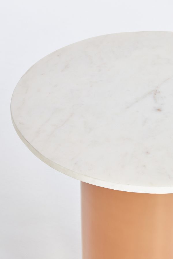 Slide View: 4: Infinity Marble-Top Glass Side Table