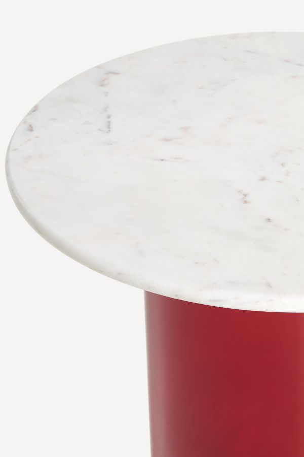 Slide View: 2: Infinity Marble-Top Glass Side Table