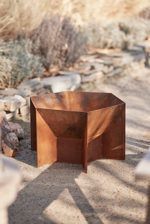 Slide View: 2: Hexagon Weathering Steel Fire Pit