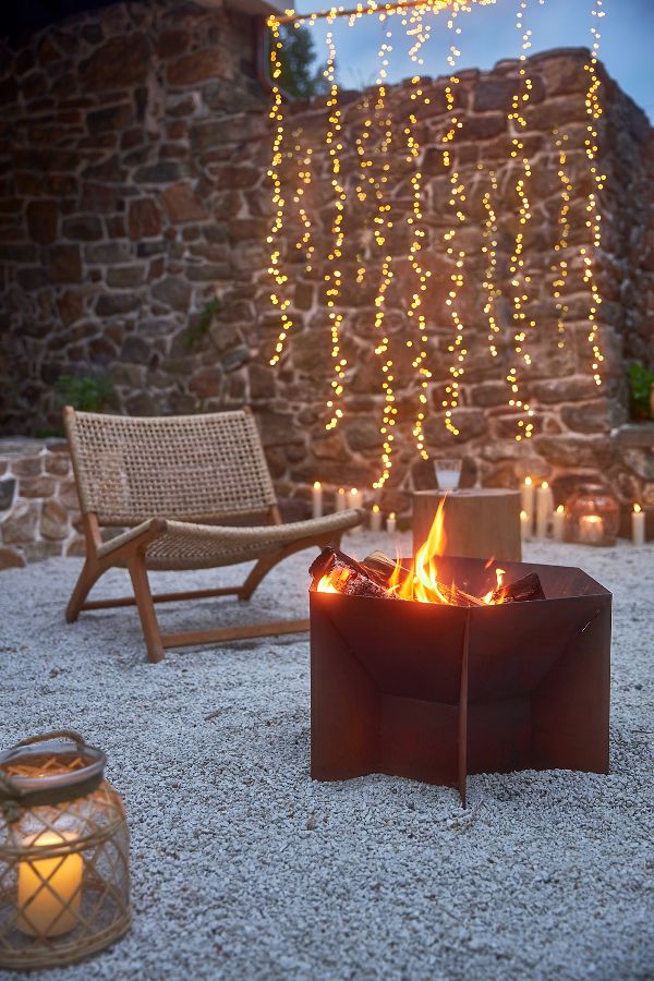 Slide View: 4: Hexagon Weathering Steel Fire Pit