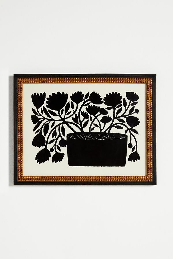 Slide View: 1: Flowing Black Floral Wall Art