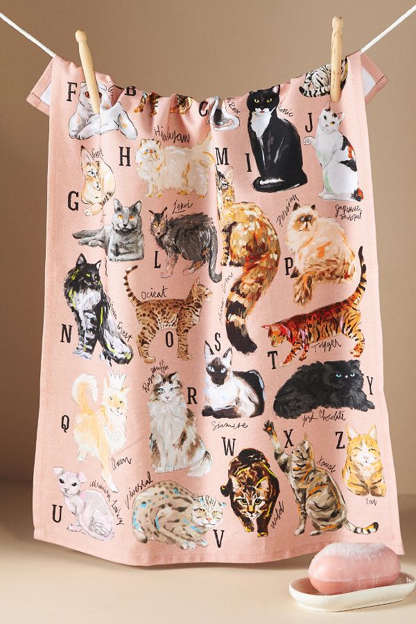 Slide View: 1: Cat Breeds A-Z Dish Towel