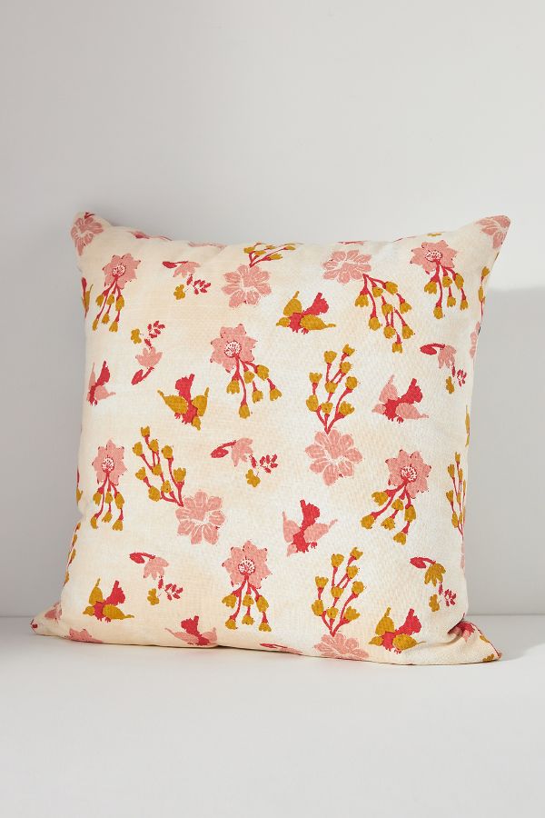 Slide View: 2: Mirelle Hand-Embroidered Cotton Pillow