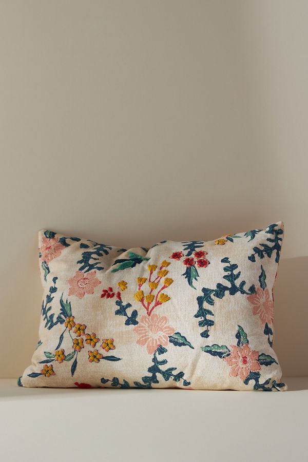 Slide View: 4: Mirelle Hand-Embroidered Cotton Pillow