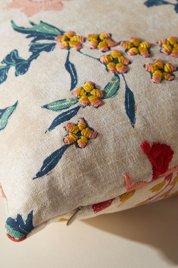 Slide View: 6: Mirelle Hand-Embroidered Cotton Pillow