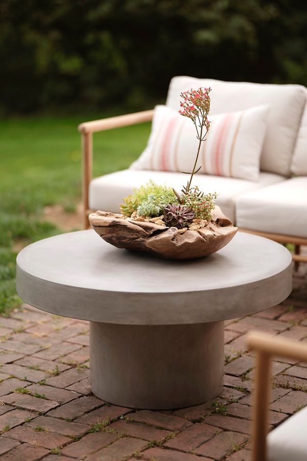 Slide View: 1: Concrete Pedestal Coffee Table