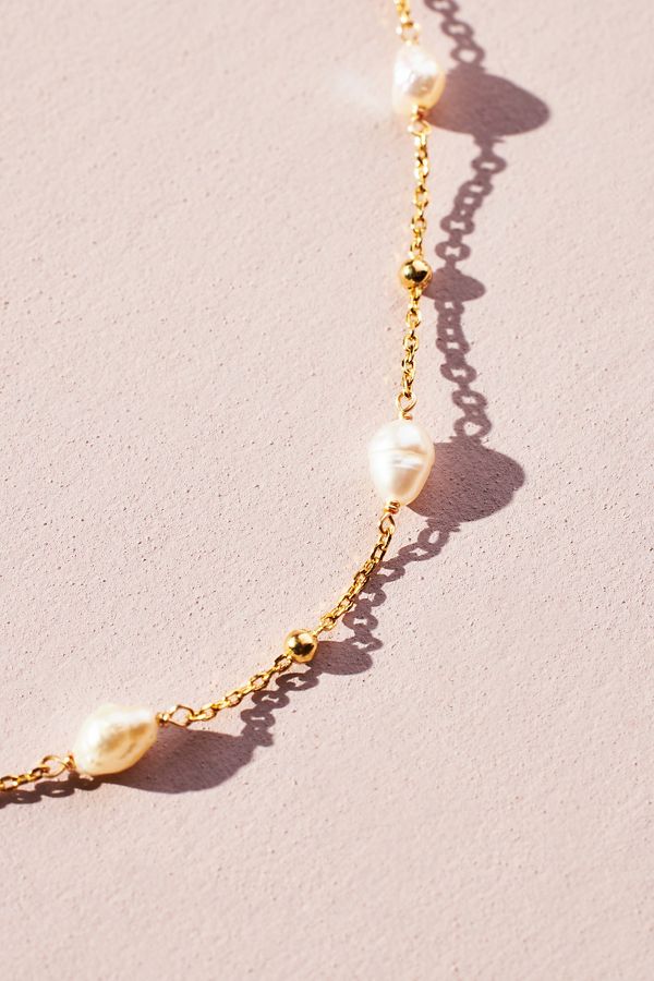 Slide View: 3: Mini Pearl Chain Necklace