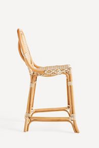 Slide View: 4: Coastal Rattan Bistro Counter Stool Chair