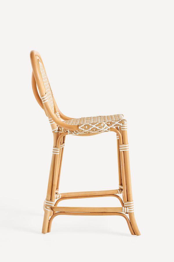 Slide View: 4: Coastal Rattan Bistro Counter Stool Chair