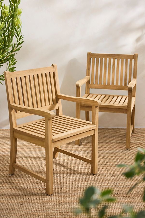 Slide View: 1: Classic Teak Armchairs, Set of 2