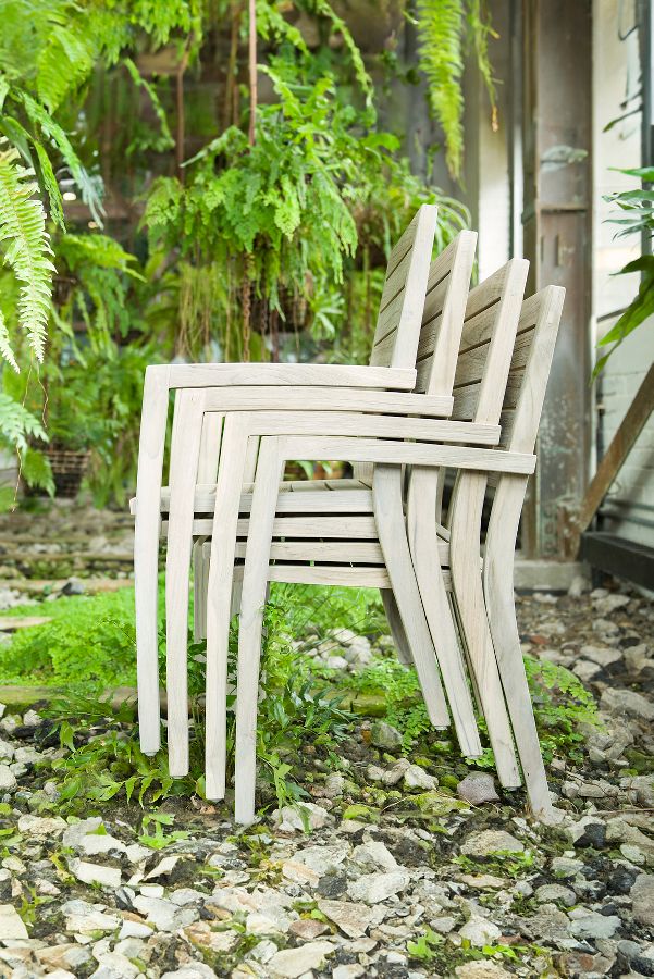 Slide View: 9: Vista Slatted Teak Stacking Armchairs, Set of 2