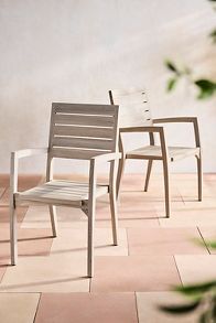 Slide View: 2: Vista Slatted Teak Stacking Armchairs, Set of 2