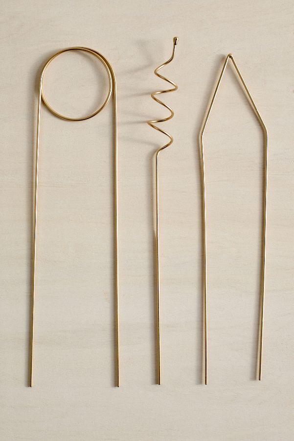 Slide View: 2: Brass Plant Supports, Set of 3