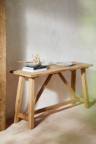 Slide View: 5: Braced Leg Teak Console