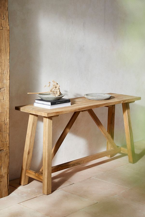 Slide View: 5: Braced Leg Teak Console