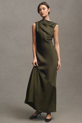 Significant Other Lana Cowl-Neck Tie-Back Satin Maxi Dress