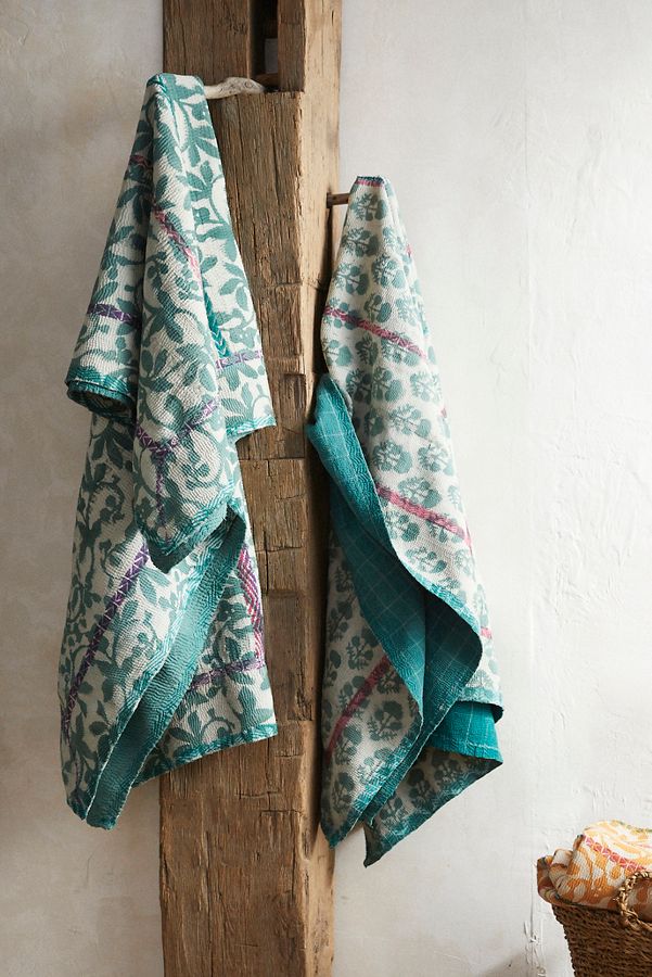 Slide View: 4: Recycled Sari Kantha Throw