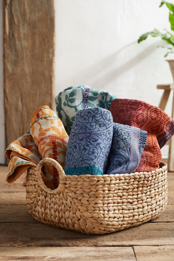 Slide View: 5: Recycled Sari Kantha Throw