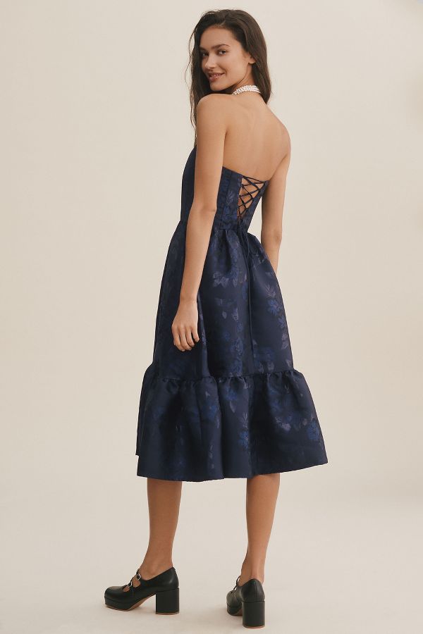 Slide View: 3: V. Chapman Virginia Tiered Strapless Corset Midi Dress