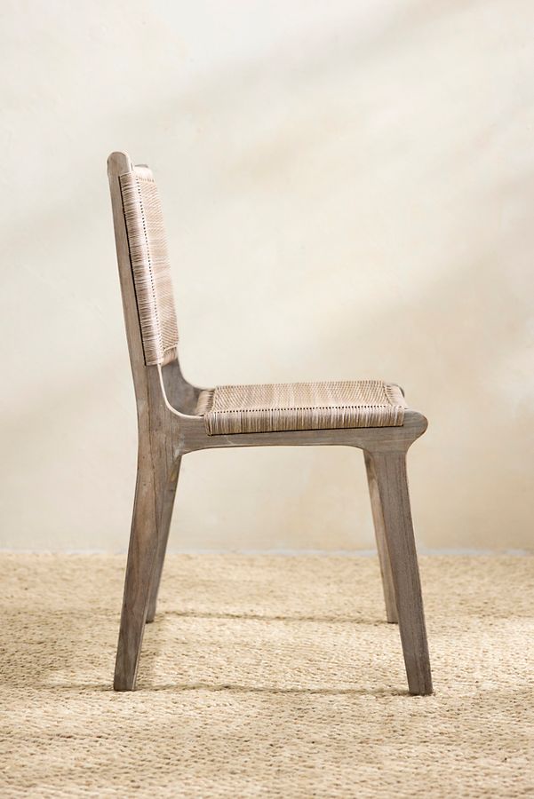 Slide View: 6: Wicker + Teak Side Chairs, Set of 2