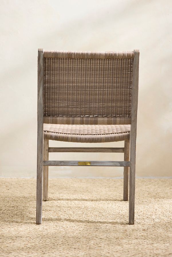 Slide View: 8: Wicker + Teak Side Chairs, Set of 2