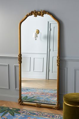 Luisa Hummingbird Gilded Flower Floor Mirror