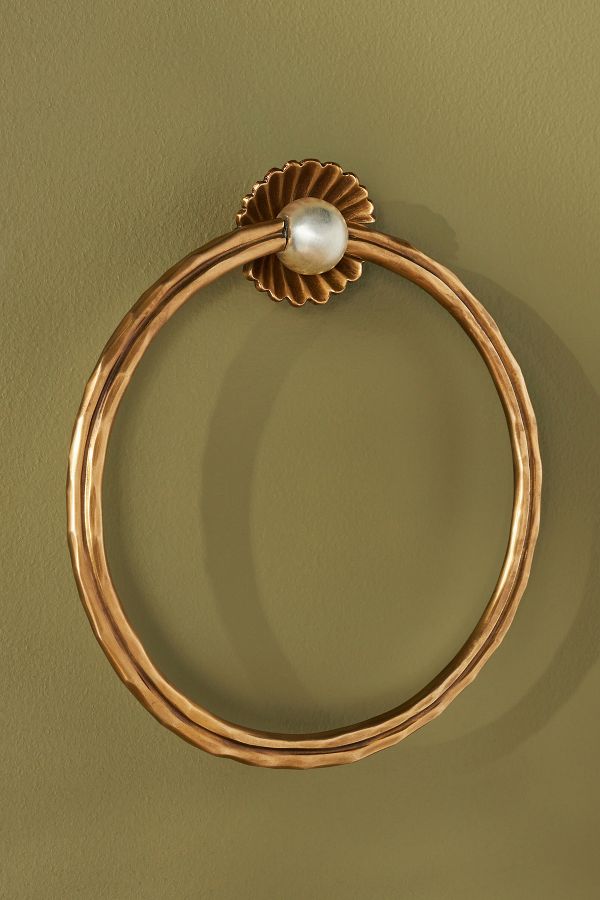 Slide View: 3: Cristal Brass Pearl Towel Ring