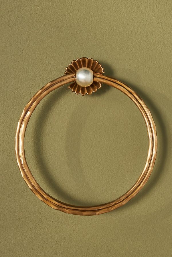 Slide View: 1: Cristal Brass Pearl Towel Ring