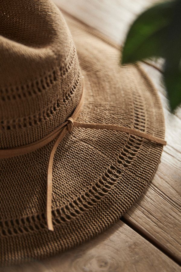 Slide View: 3: Vented Crown Sun Hat with Faux Suede Trim