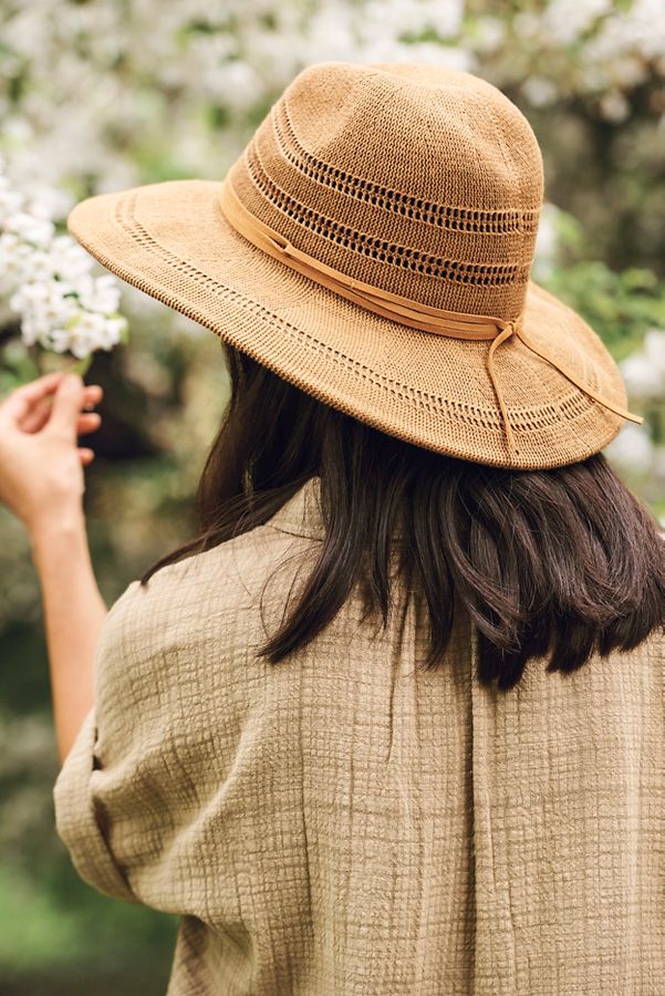 Slide View: 1: Vented Crown Sun Hat with Faux Suede Trim