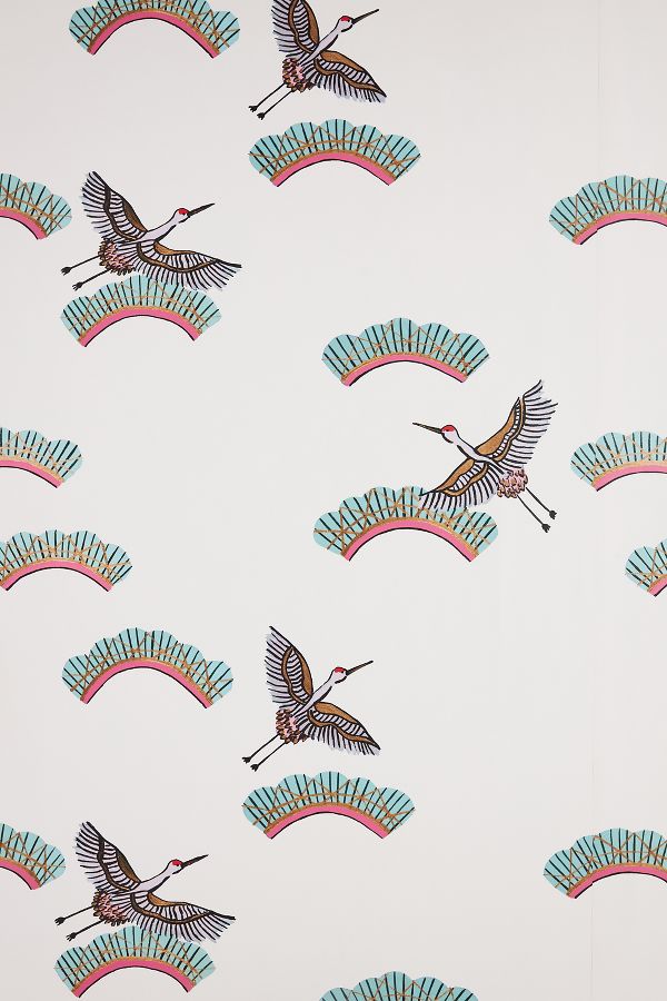 Slide View: 1: Carly Beck Cranes in Clouds Wallpaper