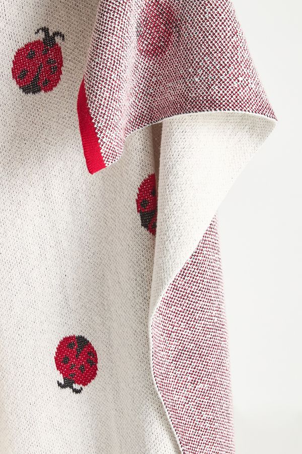 Slide View: 2: Sonnie Cotton Ladybug Knit Throw Blanket