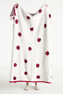 Sonnie Cotton Ladybug Knit Throw Blanket