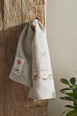 Coral & Tusk Bunny in Daises Dish Towel