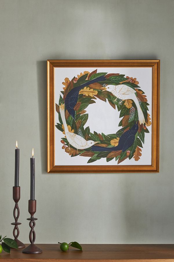 Slide View: 1: Magnolia and Oak Leaves Wall Art