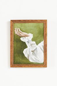 Slide View: 1: Woman's Hand on Green Wall Art