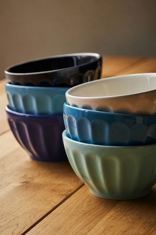 Slide View: 1: The Latte Stoneware Cereal Bowls, Assorted Set of 6: Amelie Edition