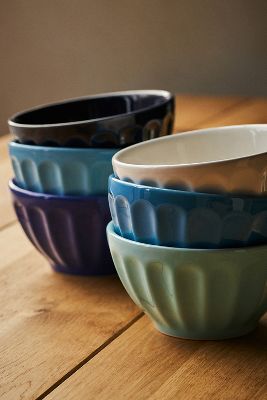 The Latte Stoneware Cereal Bowls, Assorted Set of 6: Amelie Edition