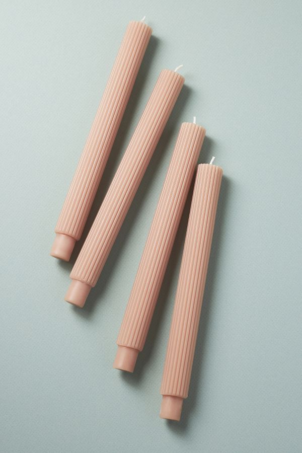 Slide View: 3: Fluted Taper Candles, Set of 4