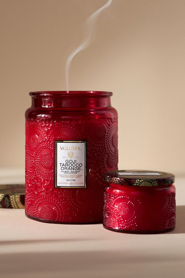 Slide View: 1: Voluspa Japonica Goji Tarocco Orange Glass Jar Candle