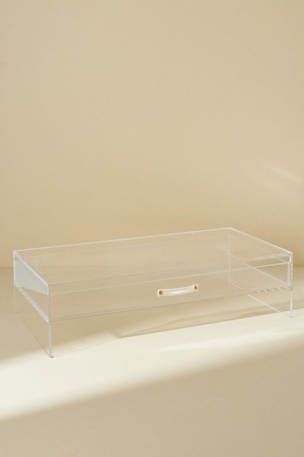 Slide View: 1: Acrylic Monitor Stand with Drawer